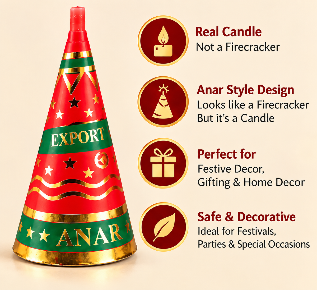 Anar Style Decorative Candle ( Pack of 4pcs )