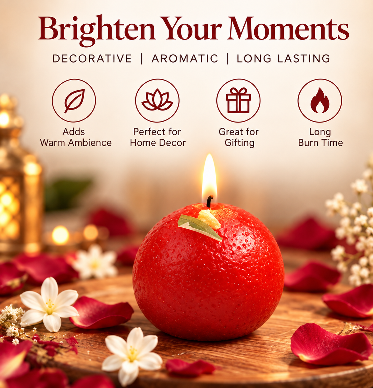 Gulab Jamun Shape Decorative Candle – Set of 6